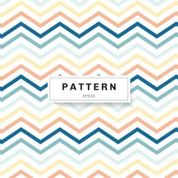 Chevron pattern pastels color on white background. Blue, yellow, pink zig zag Stock Illustration