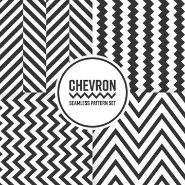 Chevron seamless pattern background set. Black and white vector illustration Illustrazione stock