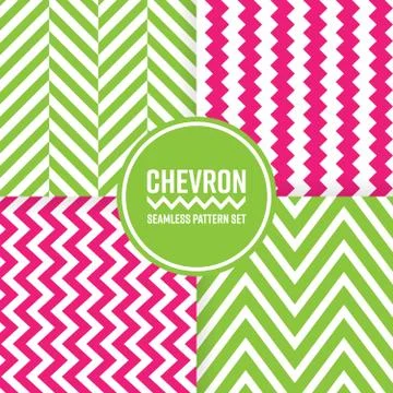 Chevron seamless pattern background set. Pink and green vector illustration Illustrazione stock