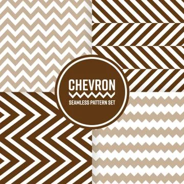 Chevron seamless pattern background set. Brown vector illustration Stockillustratie