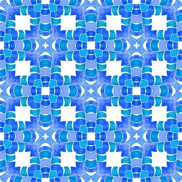 Chevron watercolor pattern. Blue creative boho Stock Illustration