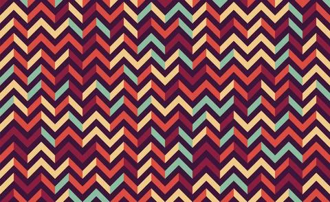 Chevron Zigzag Pattern in Warm Autumn Color Palette with Purple, Maroon, Oran Stock Illustration