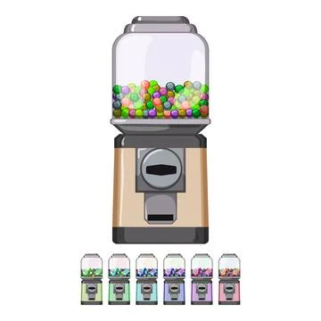 Chewing bubblegum machine cartoon vector graphic Stock Illustration