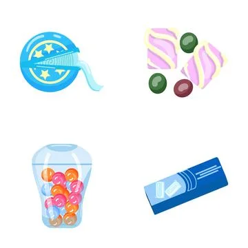 Chewing gum and candy sweets variety set illustration Ilustração Stock