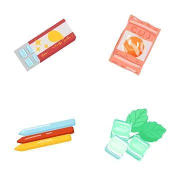 Chewing gum and mints for fresh breath concepts Stock Illustration