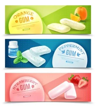 Chewing Gum Banners Set Stock Illustration