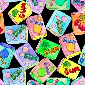Chewing gum on the black background Stock Illustration