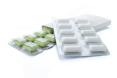 Chewing gum with box Stock Photos