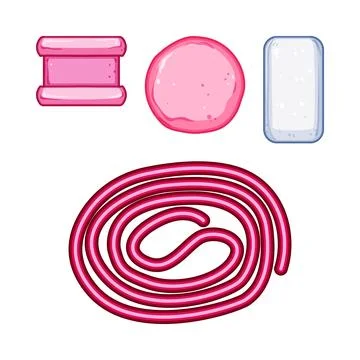 Chewing gum candies and bubble gum forms Stock Illustration