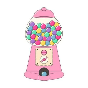 Chewing gum machine. Old fashioned gumball machine. Cartoon candy or bubble.. Stock Illustration