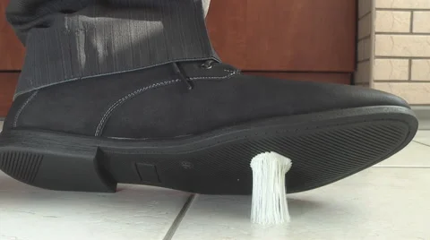 Chewing gum stuck to the shoe Stock Footage 48864744
