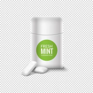 Chewing gum vector pack mint box candy fresh isolated template Stock Illustration