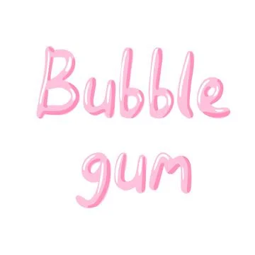 Chewing gum vector text illustration. Funny pink lettering bubble gum on white イラスト素材