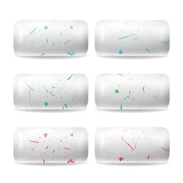 Chewing Gums Vector. 3D Realistic Chewing Gum. Red, Green, Blue Inclusions 스톡 일러스트