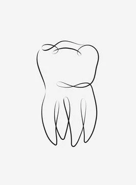Chewing tooth linear style Stock Illustration