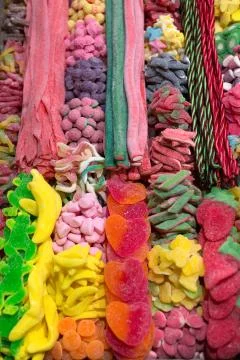 Chewy candy background in the bazaar Stock Photos
