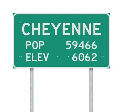 Cheyenne Population and Elevation road sign Stock Illustration