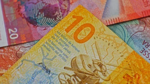 CHF 10 close up, swiss francs, Switzerland 動画素材 125394959