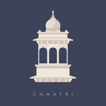 Chharti - Semi-open, Elevated, Dome-Shaped Pavilions Elements - Stock Illus.. Stock Illustration