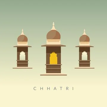 Chharti - Semi-open, Elevated, Dome-Shaped Pavilions Elements - Stock Illus.. Illustrazione stock
