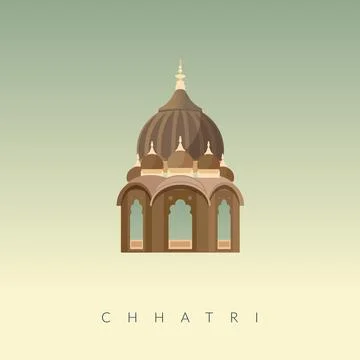Chharti - Semi-open, Elevated, Dome-Shaped Pavilions Elements - Stock Illus.. Stock Illustration