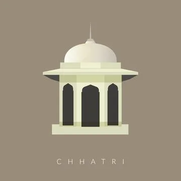 Chharti - Semi-open, Elevated, Dome-Shaped Pavilions Elements - Stock Illus.. Stock Illustration