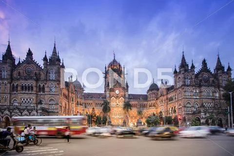 Chhatrapati Shivaji Terminus (Victoria Terminus), UNESCO World Heritage Site, Stock Photos