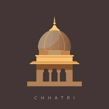 Chhatri - Semi-open, Elevated, Dome-Shaped Pavilions Elements - Stock Illus.. Stock Illustration