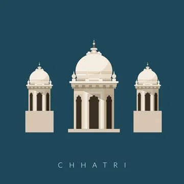 Chhatri - Semi-open, Elevated, Dome-Shaped Pavilions Elements - Stock Illus.. Stock Illustration