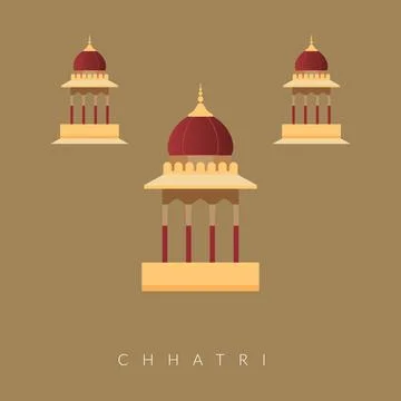 Chhatri - Semi-open, Elevated, Dome-Shaped Pavilions Elements - Stock Illus.. Stock Illustration