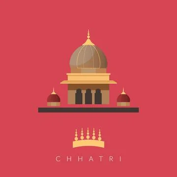 Chhatri - Semi-open, Elevated, Dome-Shaped Pavilions Elements - Stock Illus.. Stock Illustration