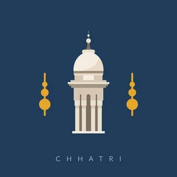 Chhatri - Semi-open, Elevated, Dome-Shaped Pavilions Elements - Stock Illus.. Stock Illustration
