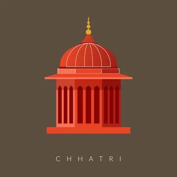 Chhatri - Semi-open, Elevated, Dome-Shaped Pavilions Elements - Stock Illus.. Stock Illustration