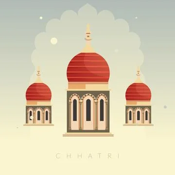 Chhatri - Semi-open, Elevated, Dome-Shaped Pavilions Elements - Stock Illus.. Stock Illustration