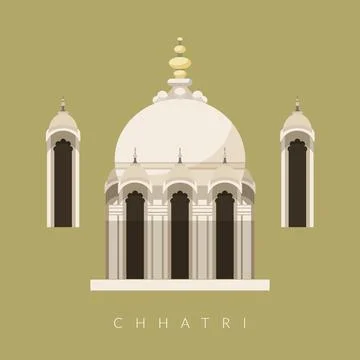 Chhatri - Semi-open, Elevated, Dome-Shaped Pavilions Elements - Stock Illus.. Stock Illustration