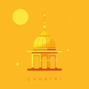 Chhatri - Semi-open, Elevated, Dome-Shaped Pavilions Elements - Stock Illus.. Stock Illustration