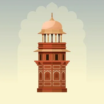 Chhatri - Semi-open, Elevated, Dome-Shaped Pavilions Elements - Stock Illus.. Stock Illustration
