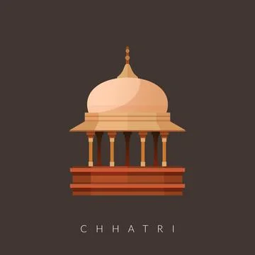 Chhatri - Semi-open, Elevated, Dome-Shaped Pavilions Elements - Stock Illus.. Stock Illustration