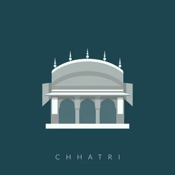 Chhatri - Semi-open, Elevated, Dome-Shaped Pavilions Elements - Stock Illus.. Stock Illustration
