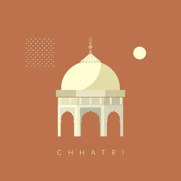 Chhatri - Semi-open, Elevated, Dome-Shaped Pavilions Elements - Stock Illus.. Stock Illustration