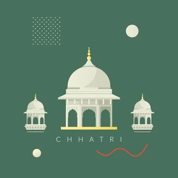 Chhatri - Semi-open, Elevated, Dome-Shaped Pavilions Elements - Stock Illus.. Stock Illustration