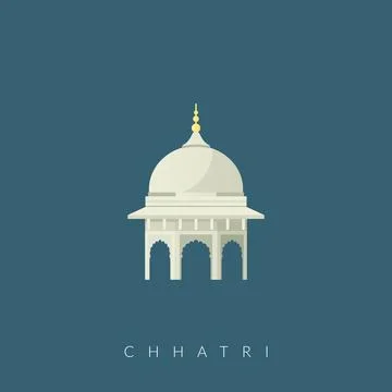 Chhatri - Semi-open, Elevated, Dome-Shaped Pavilions Elements - Stock Illus.. Stock Illustration