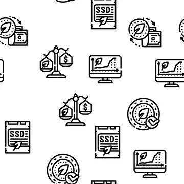 Chia Cryptocurrency Vector Seamless Pattern Illustrazione stock