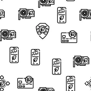 Chia Cryptocurrency Vector Seamless Pattern Stock Illustration