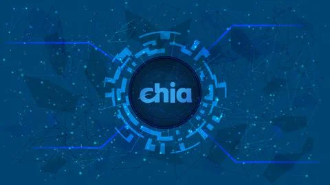 Chia Network XCH token symbol of the DeFi project in a digital circle Stock Illustration