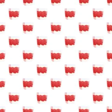 Chia pudding with berries seamless pattern background Stock Illustration