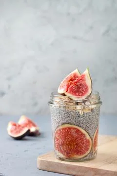 	chia pudding with figs Stock Photos