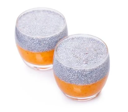 Chia pudding in a glass Stock Photos