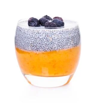 Chia pudding in a glass Stock Photos