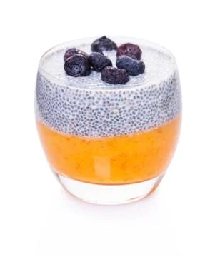 Chia pudding in a glass Stock-Fotos